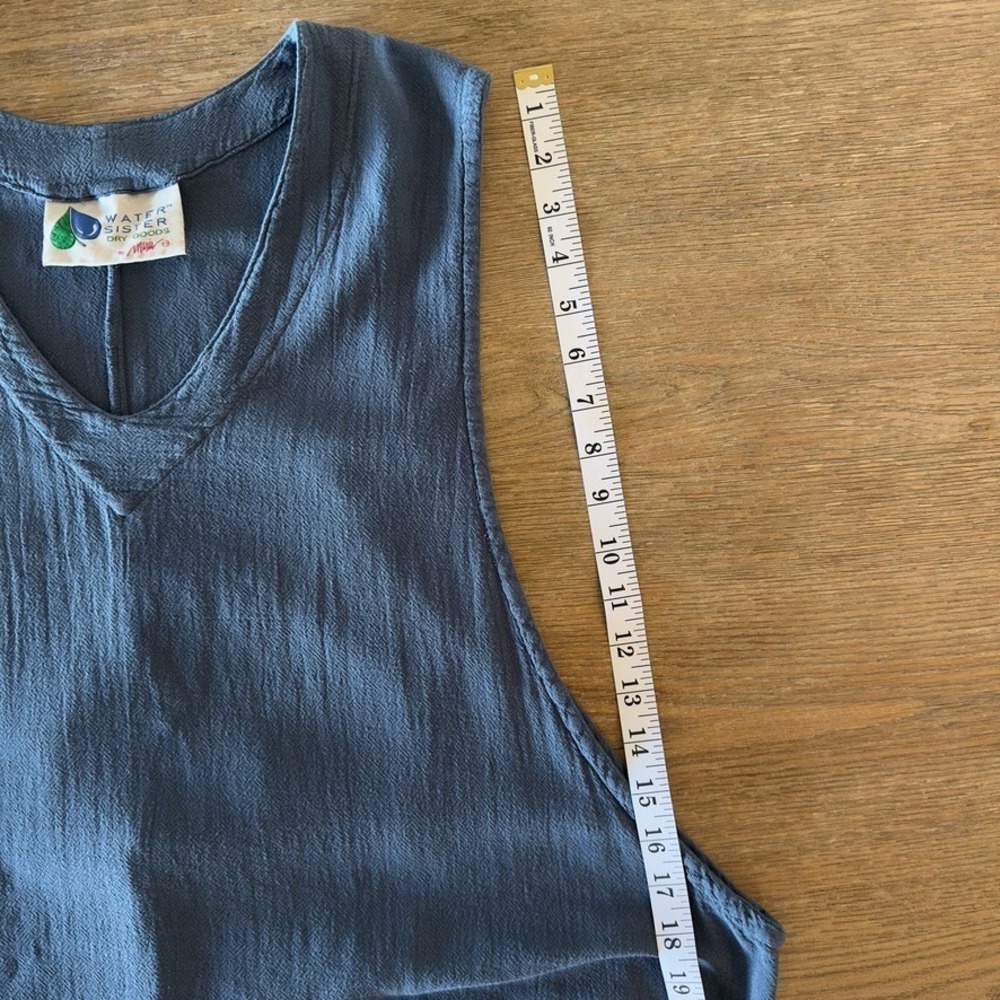 Water Sister Dry Goods Adele V-neck Boho Dress-Asymmetric Cotton Midi-Blue-Sz 40 - Picture 8 of 16
